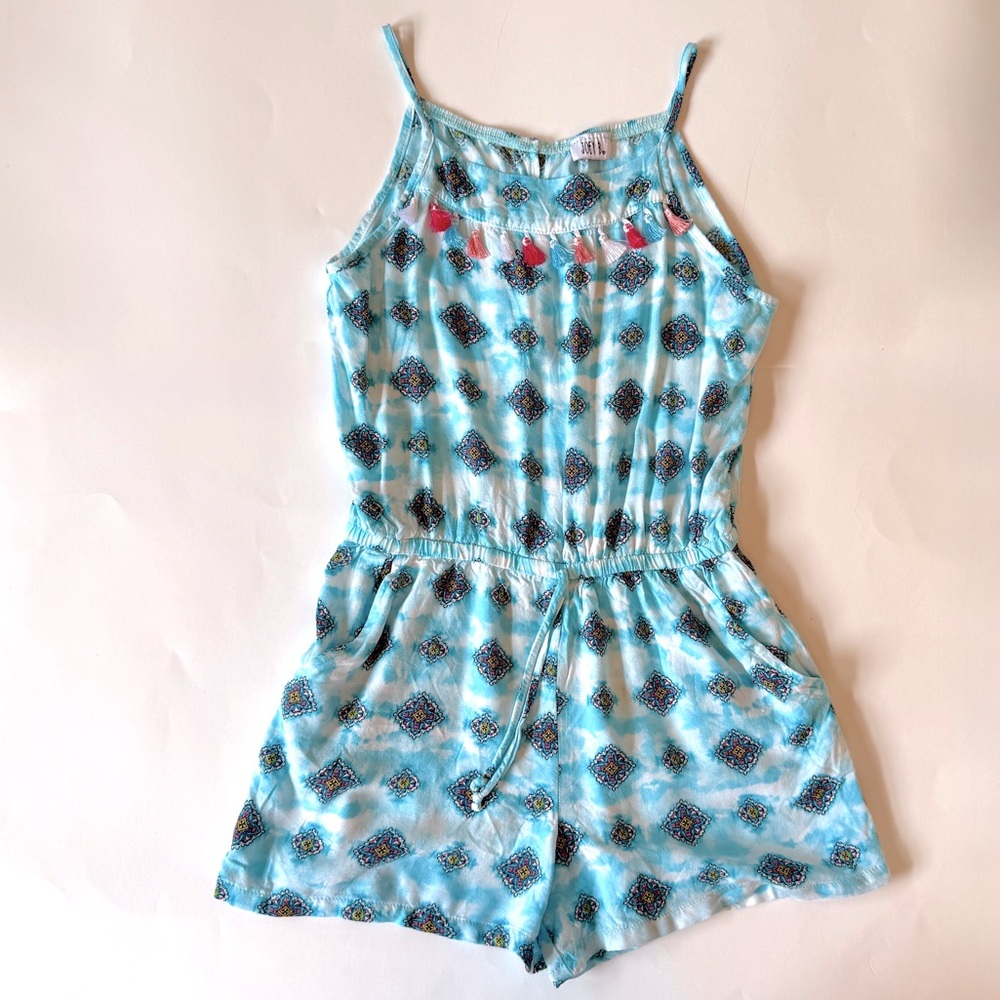 Joey B Girls Blue Patterned Boho Romper Size Large (10/12)